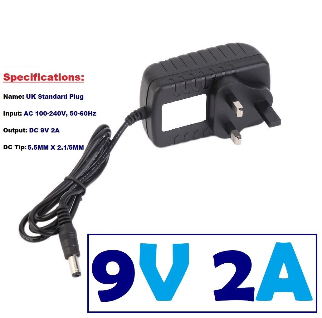 *Brand NEW*9V 2A 2000MA CHARGER UK PLUG MAINS LEAD 9VOLT 2AMP AC/DC POWER SUPPLY ADAPTER